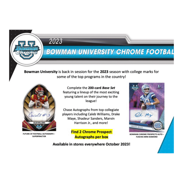 2023 Bowman Chrome University Football Breaker's Delight Box - Image 2
