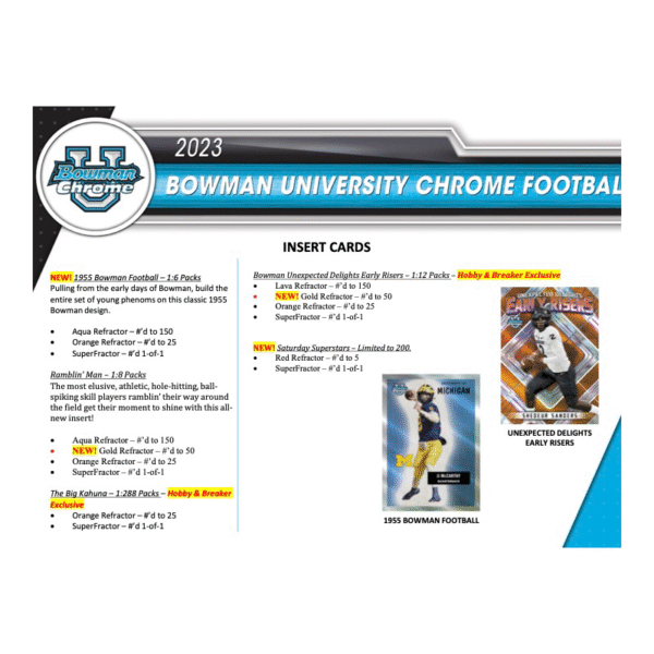 2023 Bowman Chrome University Football Breaker's Delight Box - Image 4